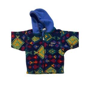Vintage Patagonia Hooded Fleece Zip Up Jacket Coat Toddler 6 Months Made In USA